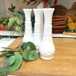 Vintage milk glass vases white cottage wedding decor